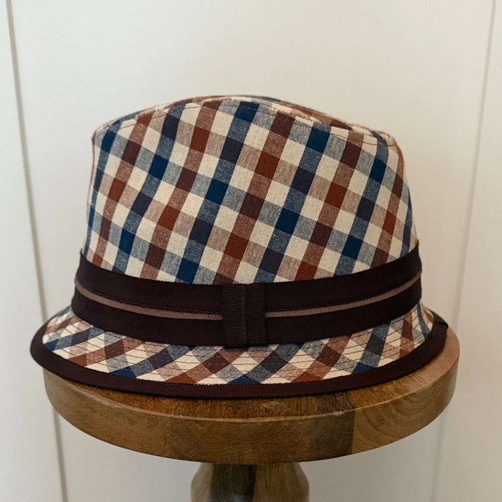 Grace Hats Plaid Bucket Hat with Brown Trim - Picture 4 of 9